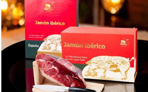 Hộp quà đùi heo muối sau Montesano mini 1KG Iberico Cebo 50% 24 tháng