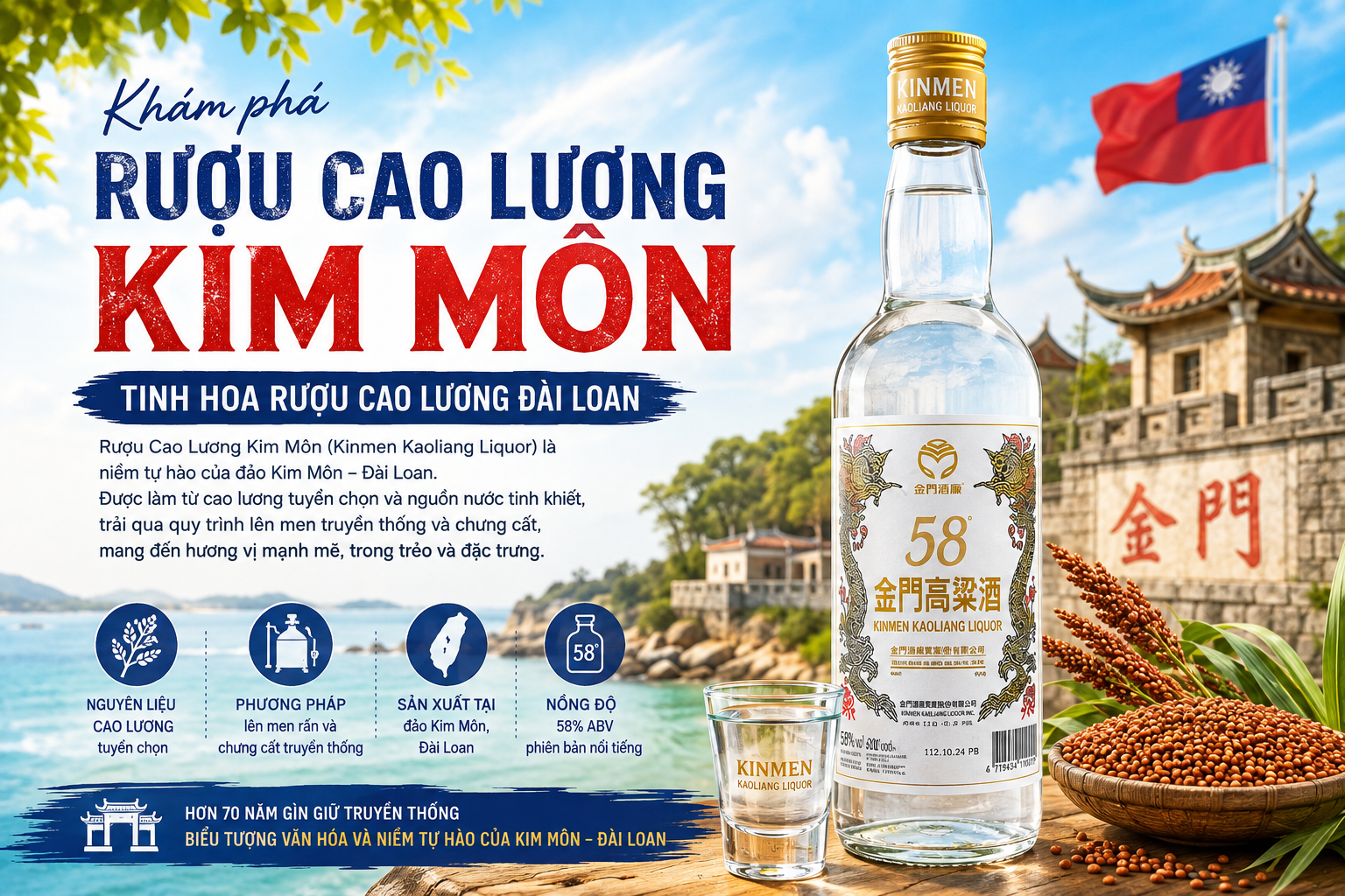 Rượu Cao Lương Kim Môn – Tinh Hoa Rượu Cao Lương Đài Loan