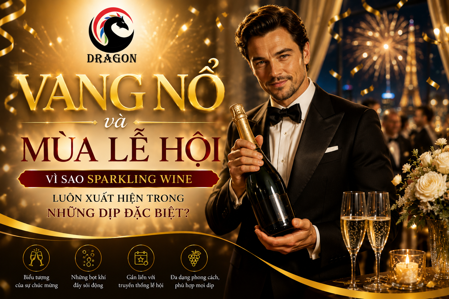 Vang nổ và mùa lễ hội: Vì sao Sparkling Wine thường xuất hiện trong những dịp đặc biệt?