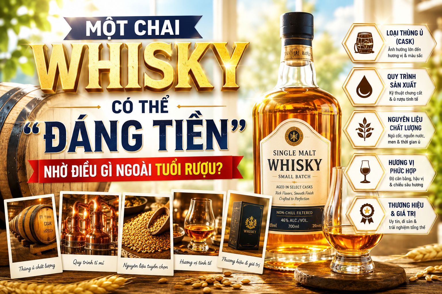 Một chai Whisky có thể “đáng tiền” nhờ điều gì ngoài tuổi rượu?