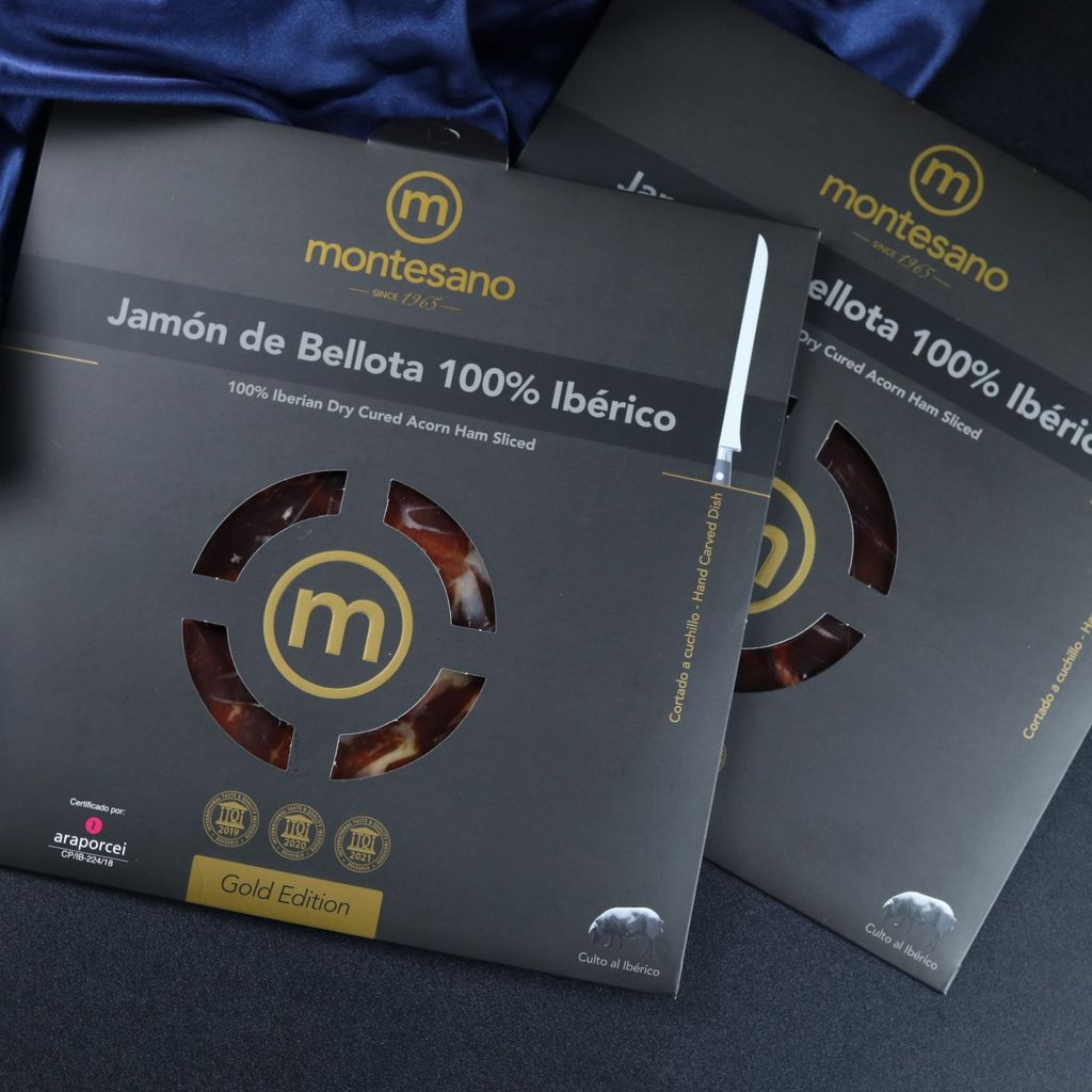 Đùi Sau Heo Muối Iberico Bellota 100% 48 Tháng Gói Cắt Lát Bằng Tay 100g Montesano